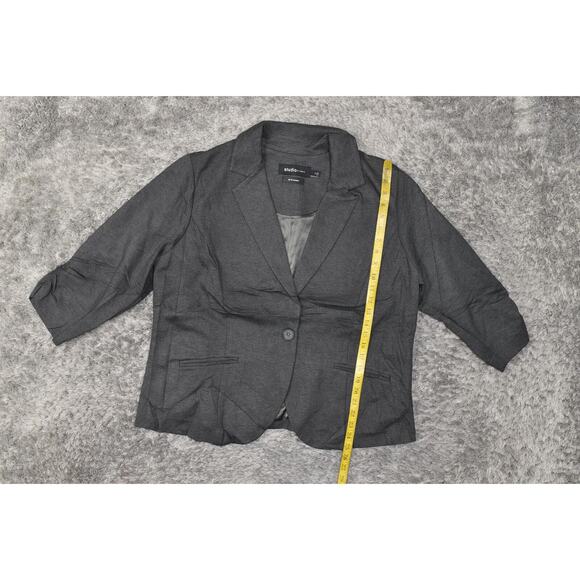Studio by Torrid Gray Button Blazer Plus Size 2 Rayon Button 3/4 Sleeve Solid - Picture 7 of 7